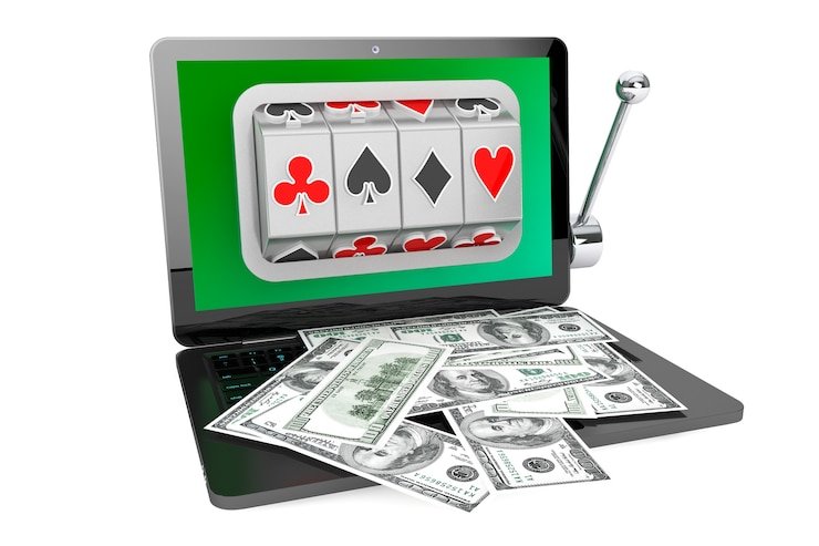 tampilan meja blackjack dengan kartu dibagikan